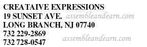 CREATIVE EXPRESSIONS &nbsp;19 SUNSET AVE. &nbsp;LONG BRANCH, NJ 07740 &nbsp;732 229-2869 &nbsp;732 728-0547